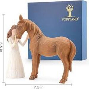 VOFSTAND GIRL & HORSE SCULPTED HAND PAINTED RESIN GIFT New in Box